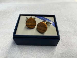 Round Zebrano Wood Cufflinks by Sgian Dubh Co