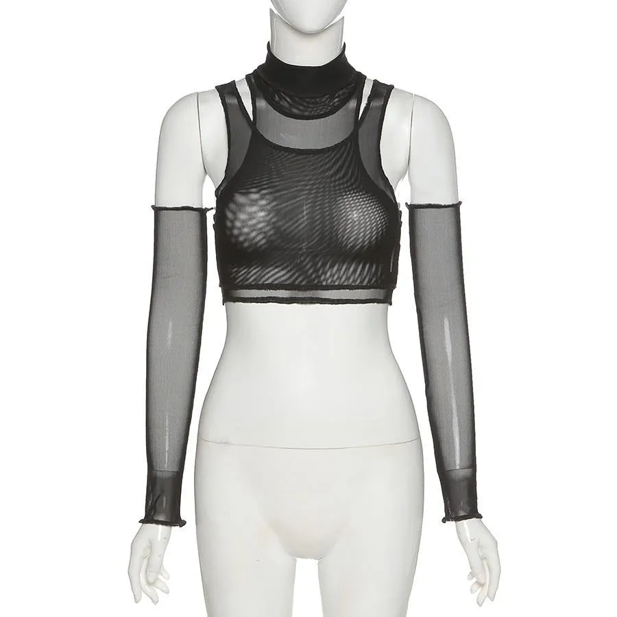 'Spark plug' Mesh See through Top