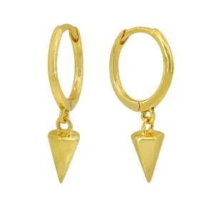 Sterling Silver Gold Plated Spike Huggie Earrings