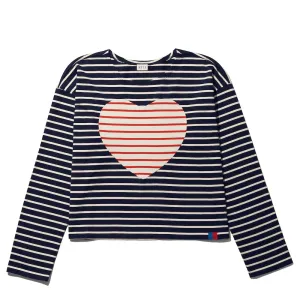 The Piecework Heart Crop in Navy/Cream