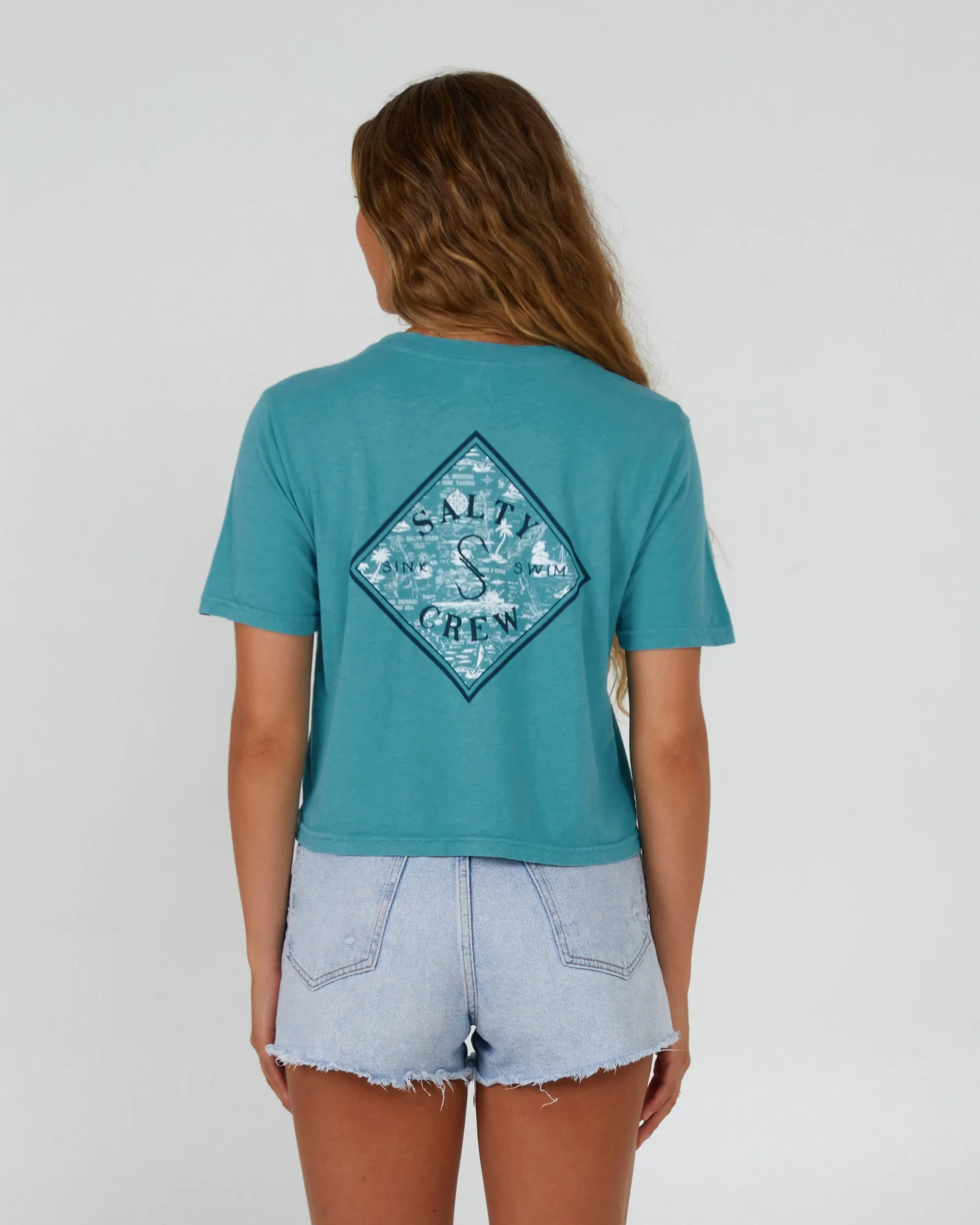 Tippet Fill Sea Green Crop Tee