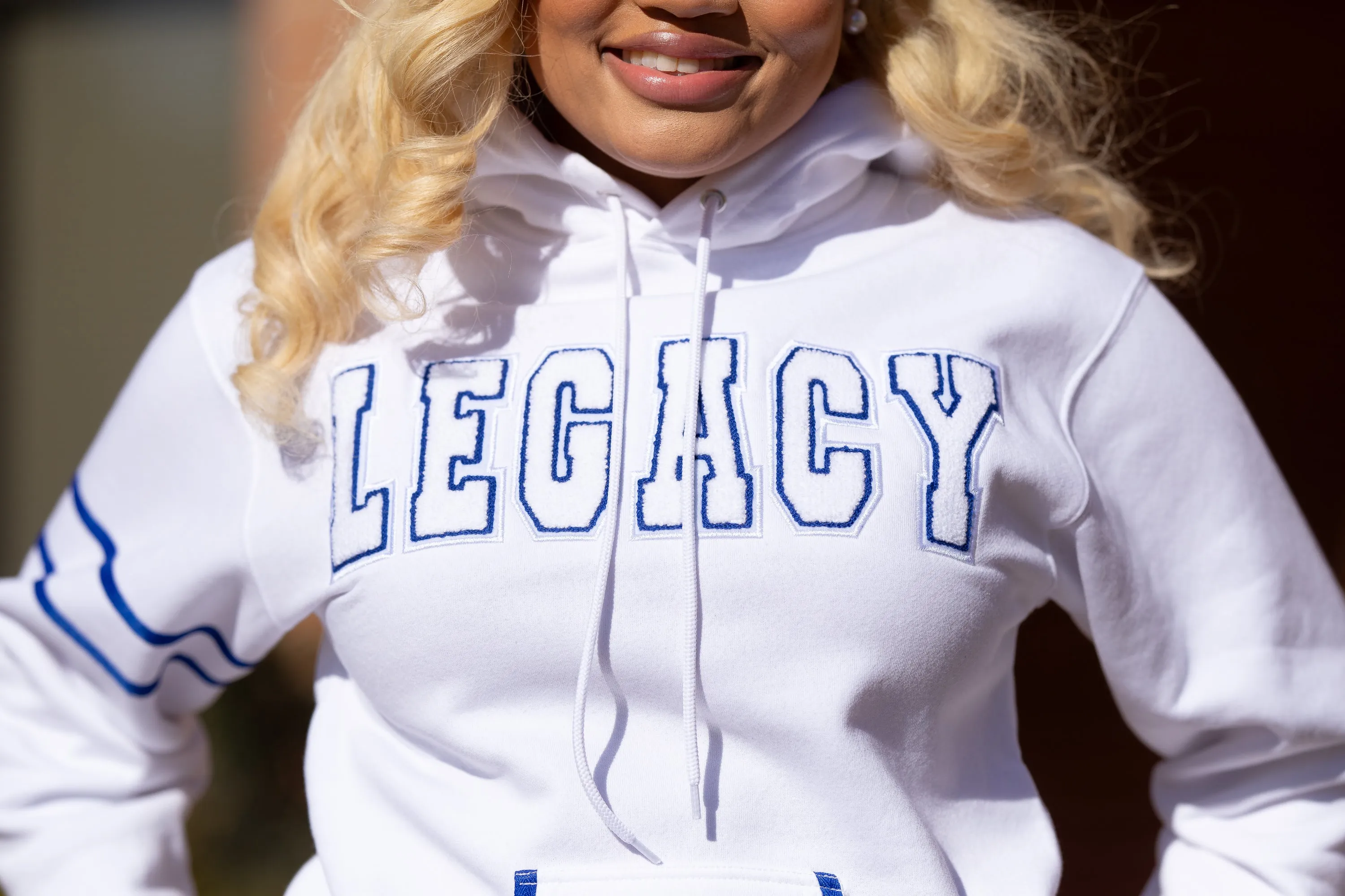 White Varsity Legacy Hoodie(Unisex Sizing)